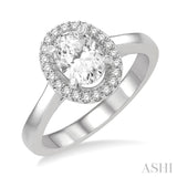 1/10 ctw Oval Shape Round Cut Diamond Semi-Mount Engagement Ring in 14K White Gold