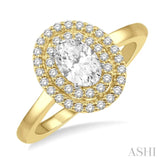 1/3 ctw Oval Shape Round Cut Diamond Semi-Mount Engagement Ring in 14K Yellow and White Gold