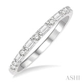 1/4 ctw Alternating Baguette and Round Cut Diamond Wedding Band in 14K White Gold