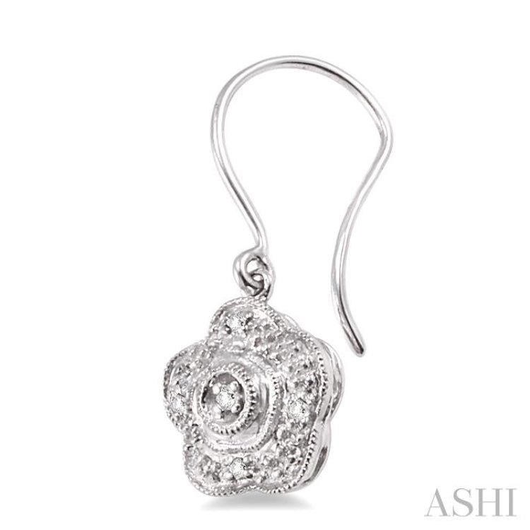 Flower Shape Silver Diamond Earrings