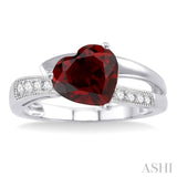 Silver  Heart Shape Diamond & Gemstone Fashion Ring