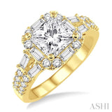 7/8 Ctw Diamond Semi-mount Engagement Ring in 14K Yellow Gold