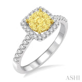3/4 Ctw Yellow and White Diamond Lovebright Ring in 14K White and Yellow Gold