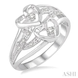 Silver Twice Heart Shape Diamond Ring