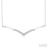 1/4 Ctw Twisted V-Drop Round Cut Diamond Pendant With Box Chain in 14K White Gold