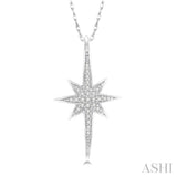 1/10 Ctw Star Charm Round Cut Diamond Pendant With Link Chain in 10K White Gold