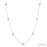 1/10 ctw Star of David Round Cut Diamond Station Necklace in 10K White Gold