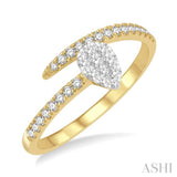 1/4 ctw Open End Pear Mount Lovebright Round Cut Diamond Ladies Ring in 14K Yellow and White Gold