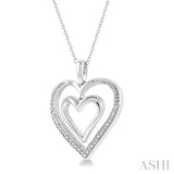 Silver Diamond Twin Heart Pendant