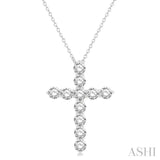 4 ctw Round Cut Diamond Cross Pendant in 14K White Gold with Chain