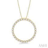 1 ctw Circle of Love Round Cut Diamond Pendant With Chain in 14K Yellow Gold