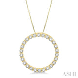 3/4 ctw Circle of Love Round Cut Diamond Pendant With Chain in 14K Yellow Gold