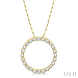 1/2 ctw Circle of Love Round Cut Diamond Pendant With Chain in 14K Yellow Gold
