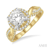 1/2 ctw Circular Center Twisted Shank Round Cut Diamond Semi-Mount Engagement Ring in 14K Yellow and White Gold