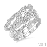 1/2 Ctw Diamond Wedding Set with 1/3 Ctw Round Cut Engagement Ring and 1/5 Ctw Wedding Band in 14K White Gold