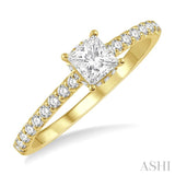 5/8 Ctw Princess Center Stone Ladies Engagement Ring with 3/8 Ct Princess Cut Center Stone in 14K Yellow Gold