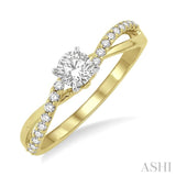 1/2 Ctw Diamond Engagement Ring with 1/4 Ct Round Cut Center Stone in 14K Yellow and White Gold