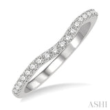 1/4 ctw Curved Round Cut Diamond Wedding Band in 14K White Gold