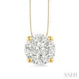 3/4 Ctw Lovebright Round Cut Diamond Pendant in 14K Yellow and White Gold with Chain