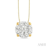1/3 Ctw Lovebright Round Cut Diamond Pendant in 14K Yellow and White Gold with Chain