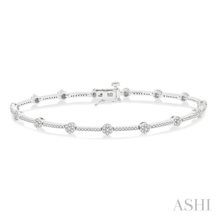 Cluster Floral Diamond Fashion Bracelet